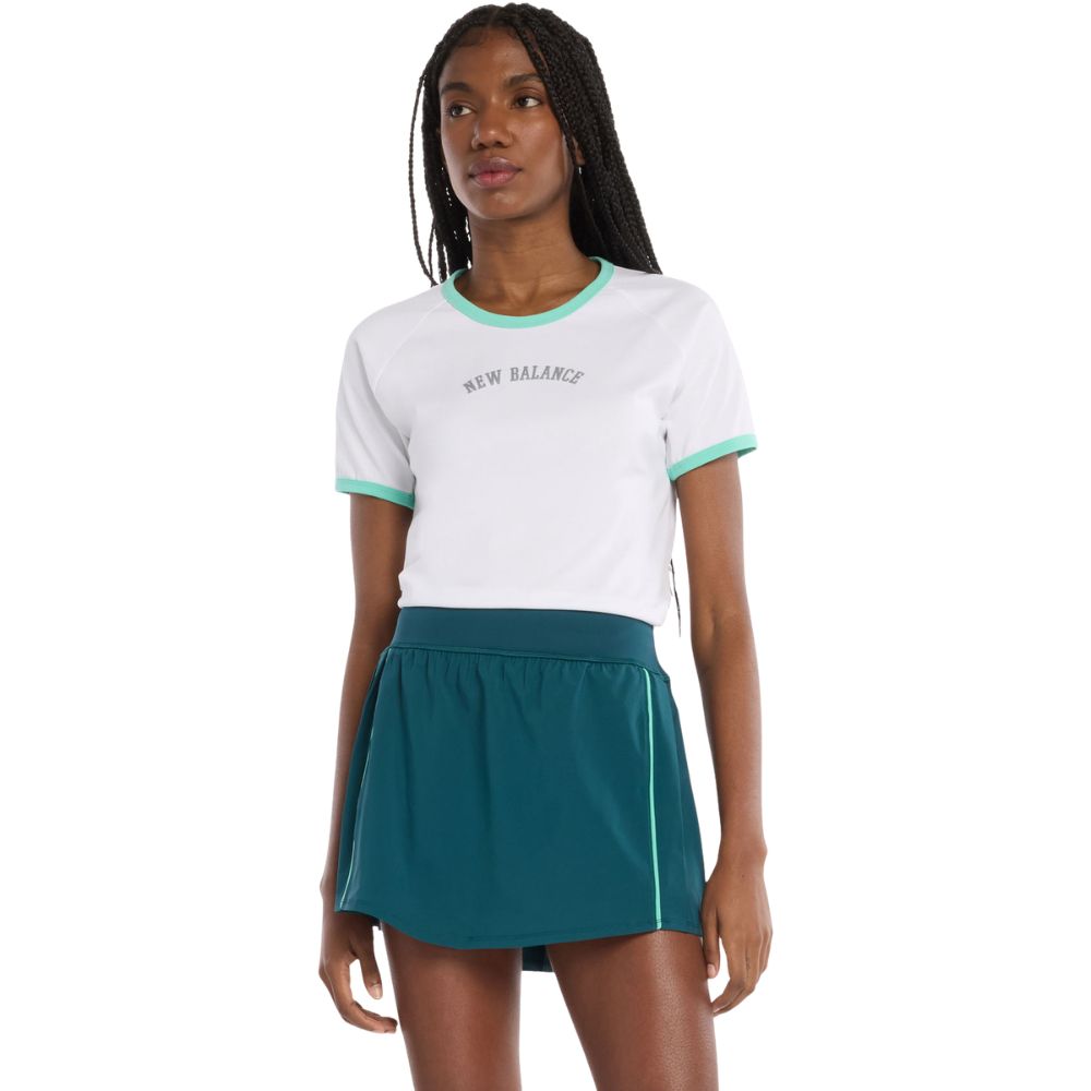 New Balance Skort Tournament Novelty Dames Donkergroen Voorkant