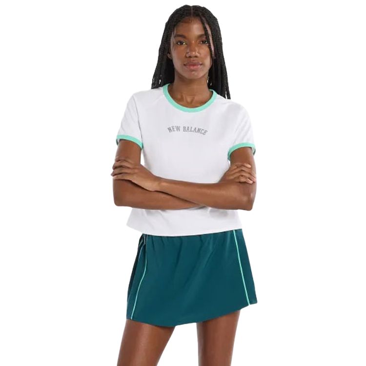 New Balance T-Shirt Practice Damen Weiß Grün