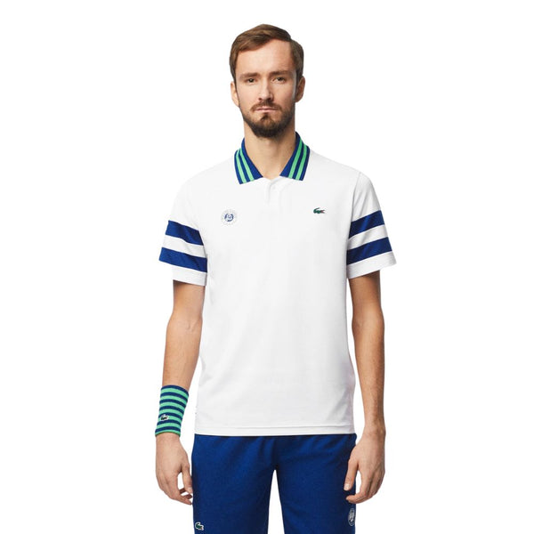 Lacoste Polo Shirt HP Roland Garros Edition DaniiL Medvedev Sport Polo 03 Heren Wit Blauw