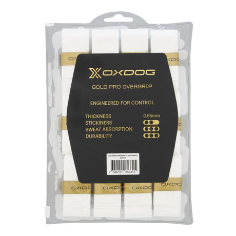 Oxdog Padel Overgrip Gold Pro 12er Pack Weiß