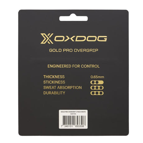 Oxdog Padel Overgrip Gold Pro 3er-Pack Weiß