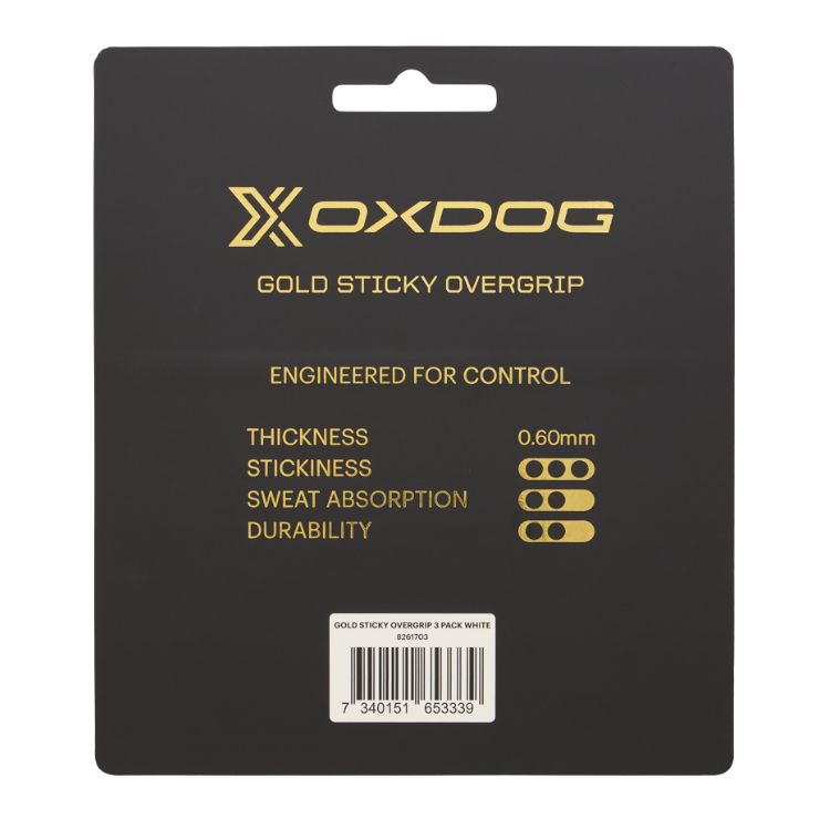 Oxdog Padel Overgrip Gold Sticky 3er Pack Weiß