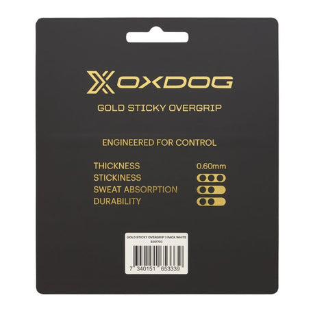Oxdog Padel Overgrip Gold Sticky 3er Pack Weiß