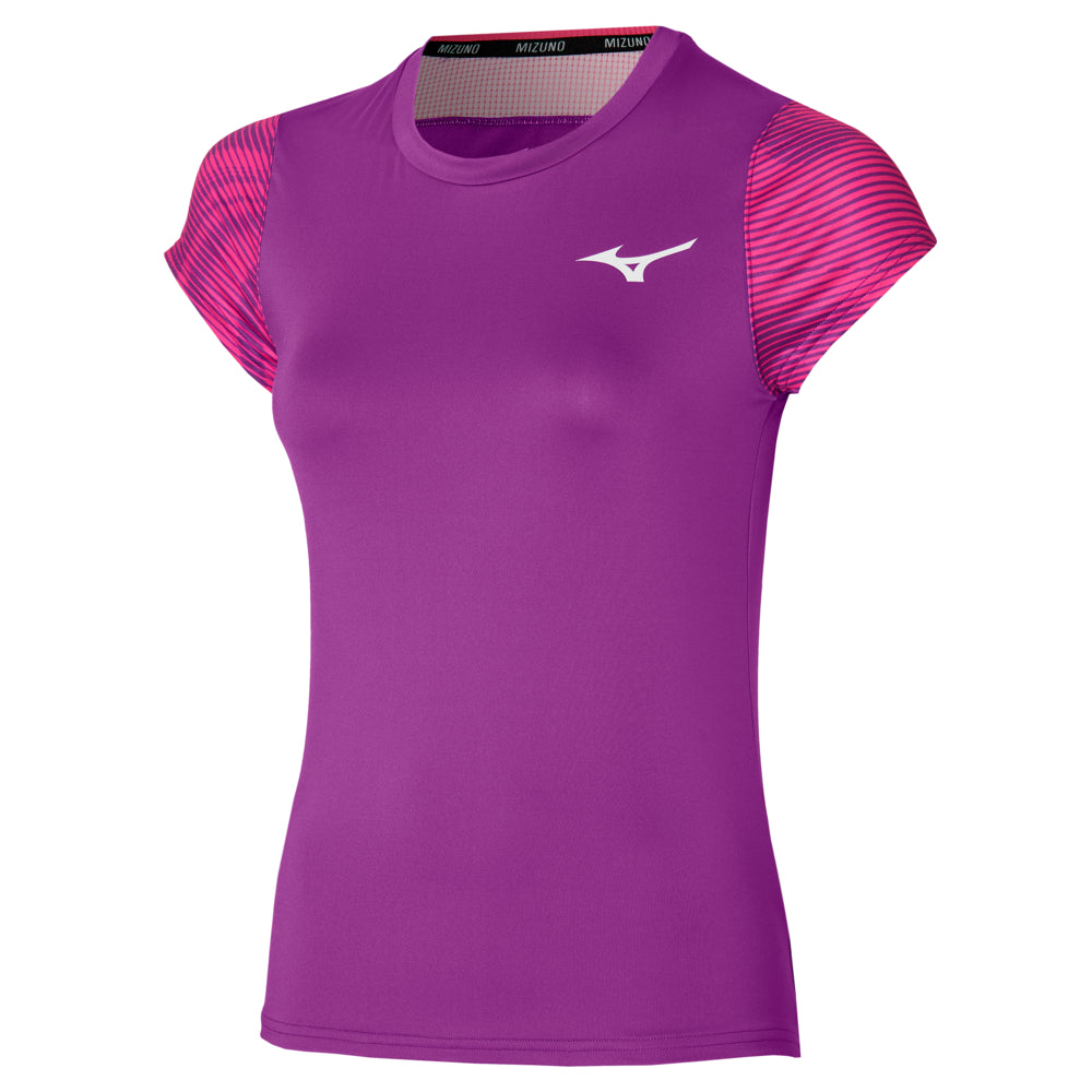 Mizuno Charge T-Shirt mit Aufdruck, Damen, Lila