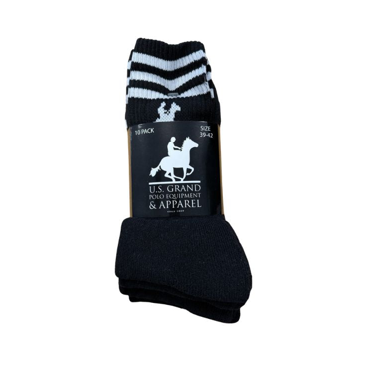 U.S. Grand Polo Sokken Heren 10-Pack Mix Zwart Wit Grijs