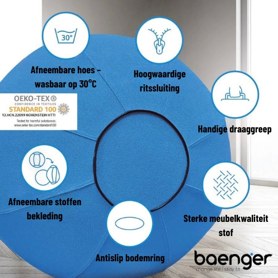 Baenger Fitness Yoga- und Gymnastikball – inkl. waschbarem Bezug und Pumpe – Rot