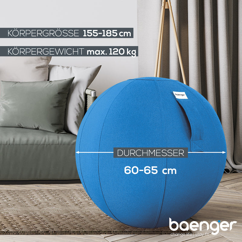 Baenger Fitness Yoga Bal Exercise Ball Gym Bal - incl wasbare hoes - incl pomp - Grijs