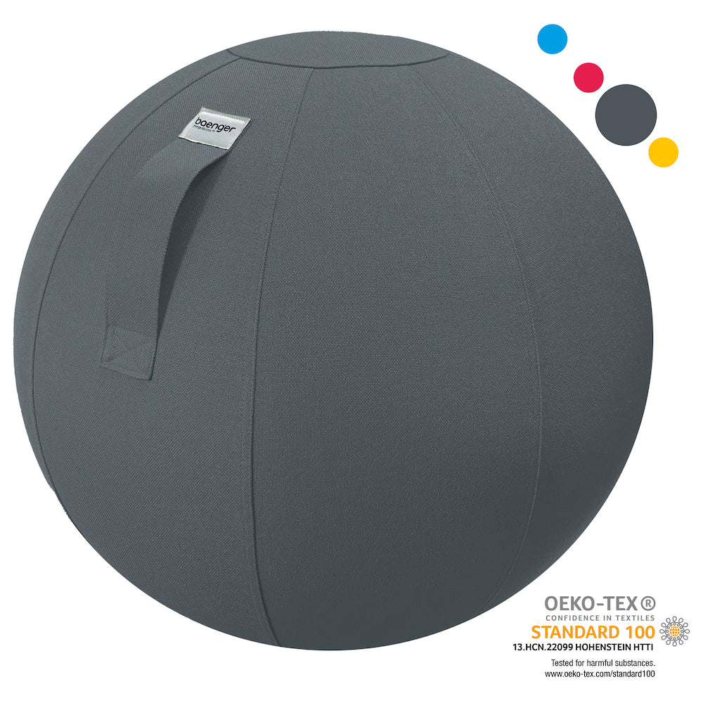 Baenger Fitness Yogaball, Gymnastikball – inkl. waschbarem Bezug und Pumpe – Grau