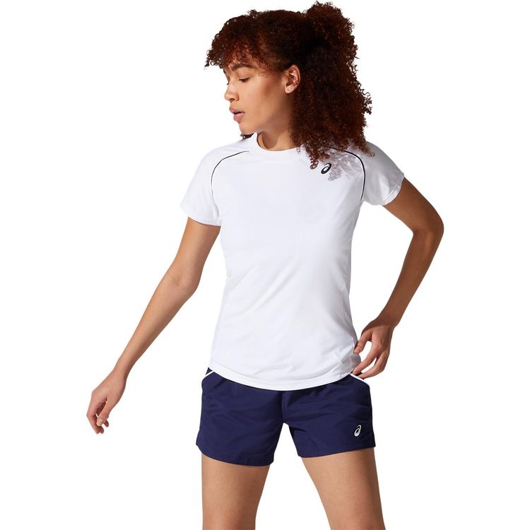 Asics Court W Piping SS T-Shirt Dames Wit