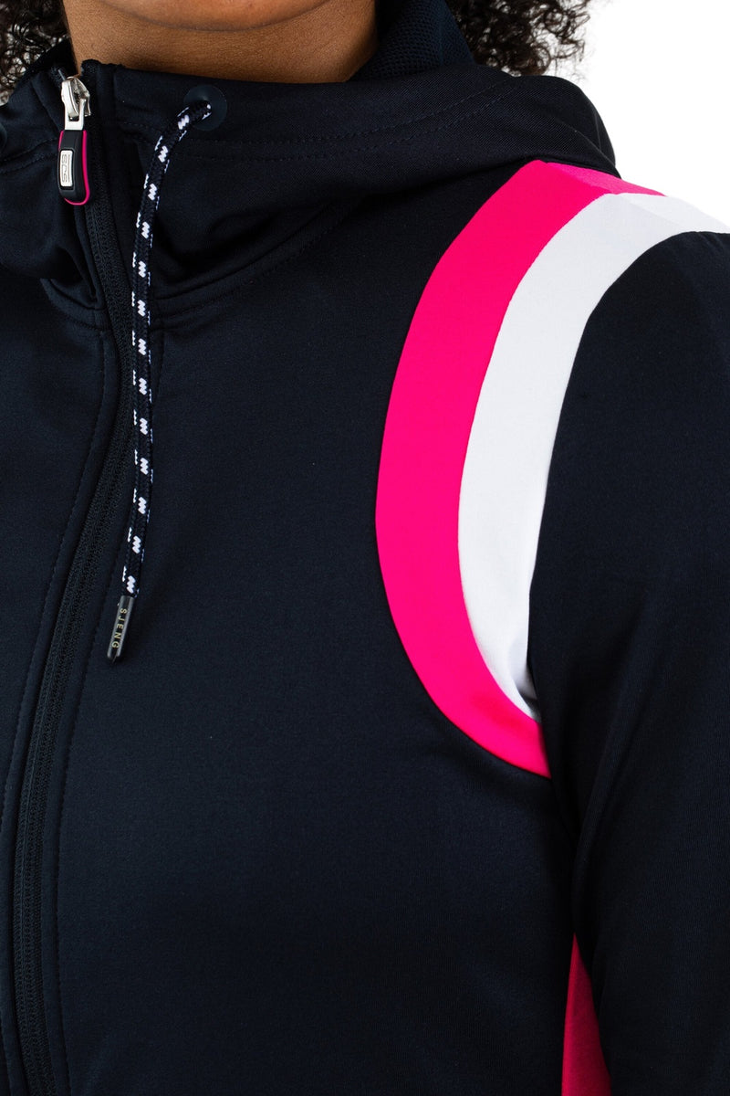Sjeng Sports Hooded Jacket Asya Dames Zwart Roze Wit